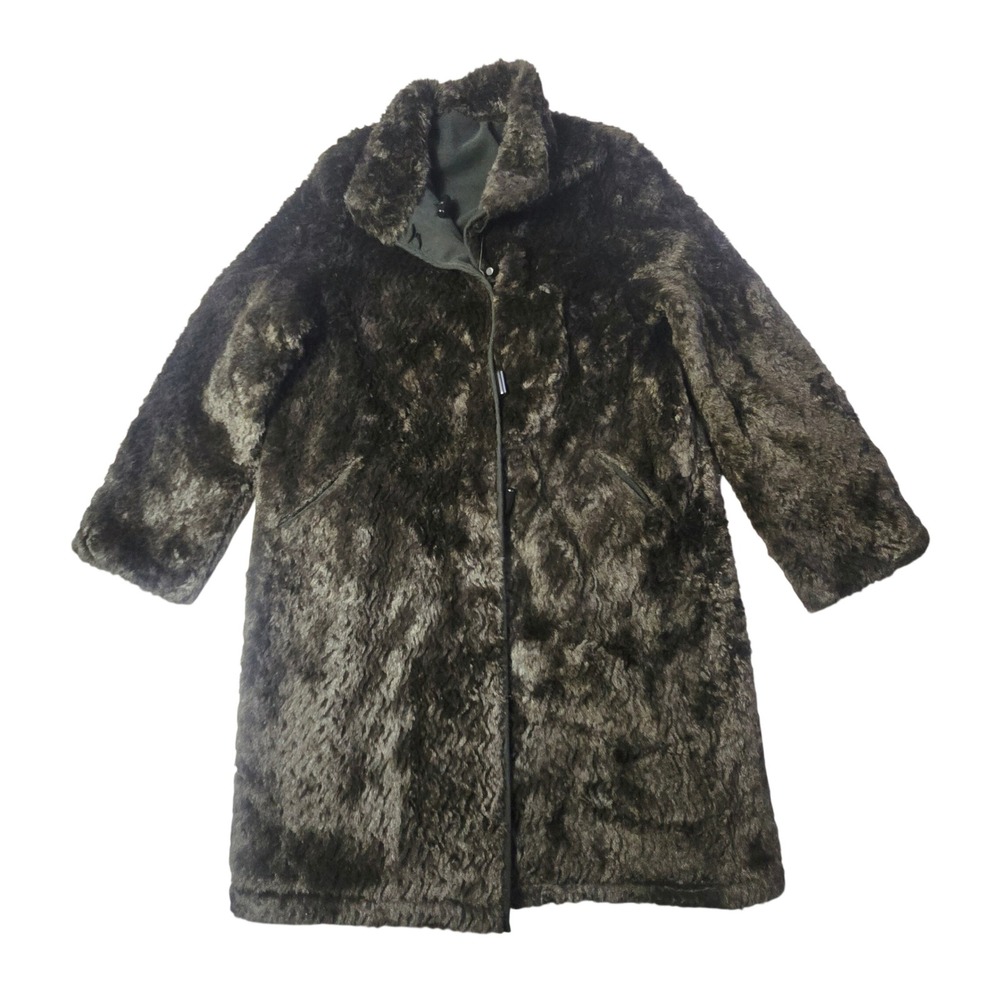 Ensign London Women's Reversible Faux Fur Coat Large Brown Wind Water Resistant